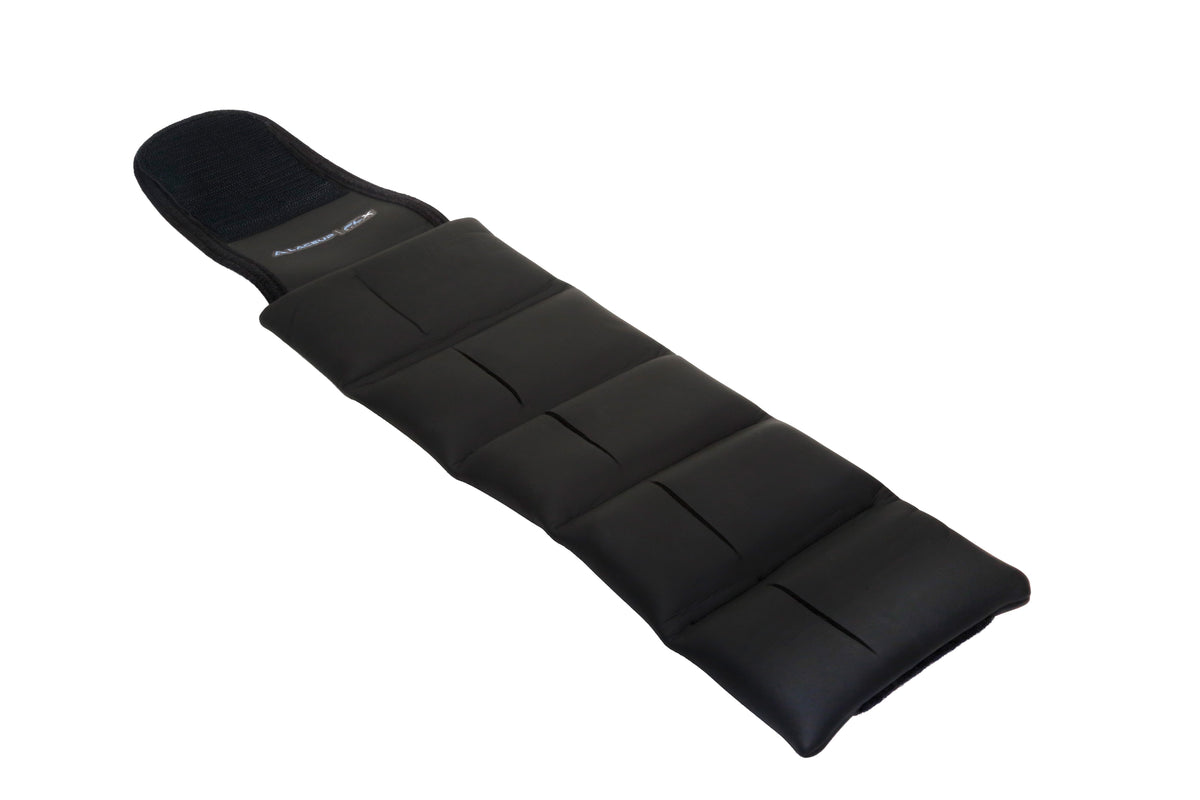a black padded object with a white background