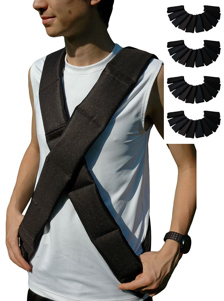 Bandolier Irons™ Shell Pair- Bandolier Weight System, Adjustable Shoulder Weights 1 to 16 pounds- For Fast Addition of Resistance (Supplied with 60 Weights, at 32 lb. total with two shells)