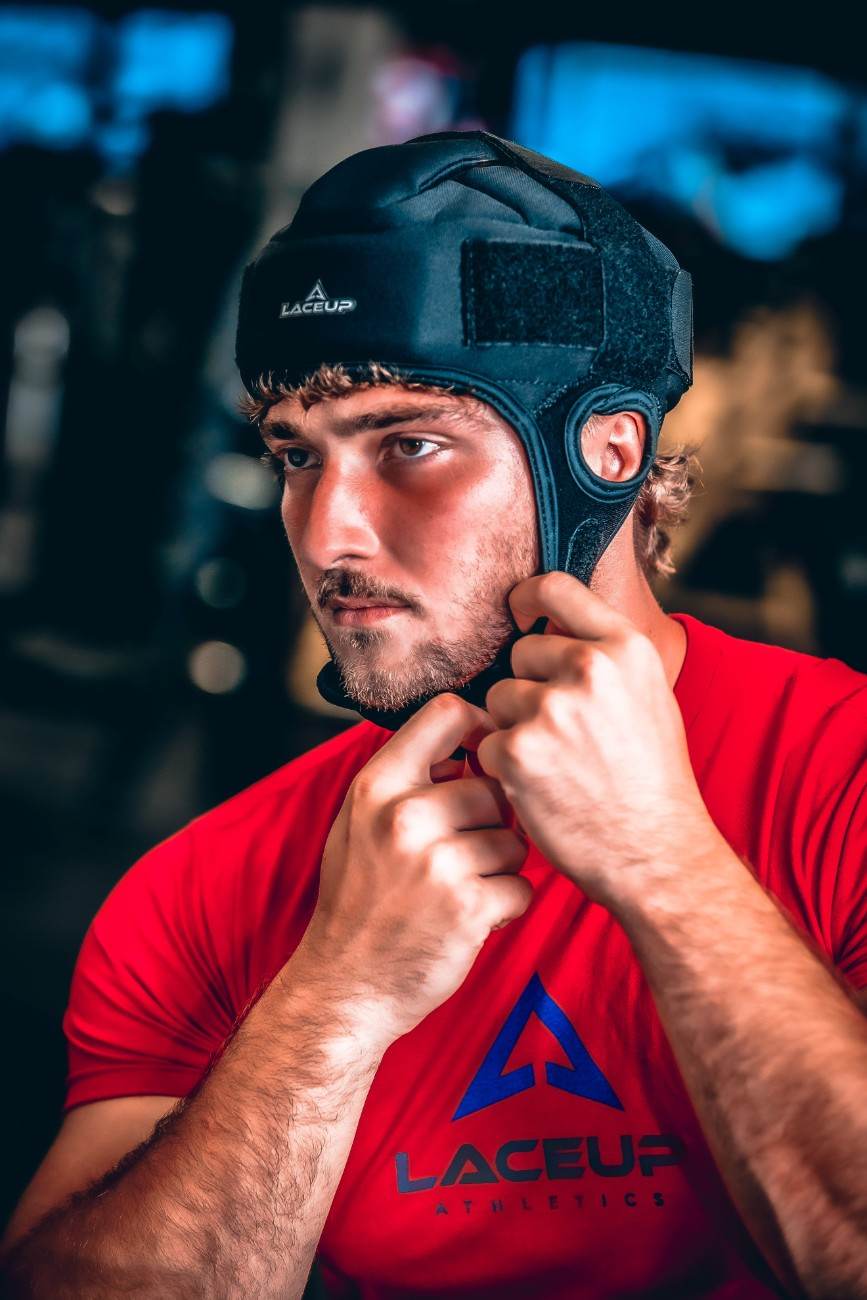 a man wearing a helmet