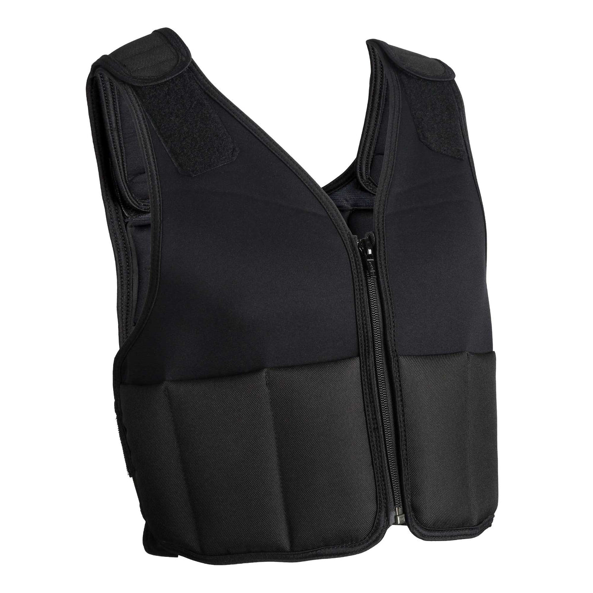a black vest with a zipper