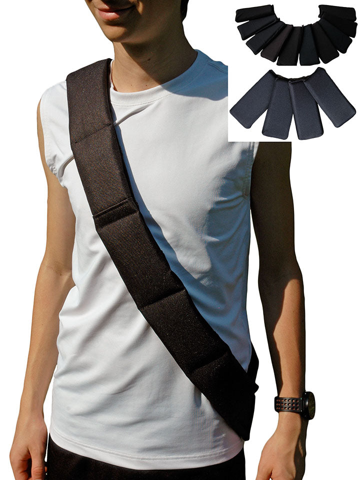 Bandolier Irons™- Bandolier Weight System, Adjustable Shoulder Weights 1 to 16 pounds- For Fast Addition of Resistance (Supplied with 24 1/2 lb. Flex-metal® weights, at 13 lb. total with shell)